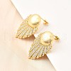 Brass Clear Cubic Zirconia Flat Round Stud Earrings EJEW-C147-03G-2