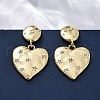 Heart Brass Micro Pave Clear Cubic Zirconia Dangle Stud Earrings EJEW-R025-24G-4