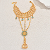 Vintage Brass Flat Round Link Finger Ring Bracelets for Women FH0494-5