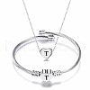 Heart with Letter Pattern 304 Stainless Steel Cuff Bangle & Pendant Necklace FS-WGA0158-20-1
