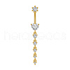304 Stainless Steel Pave Clear Cubic Zirconia Curved Barbell Dangle Belly Rings FS-WG7A03F-12-1