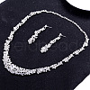 Flower Alloy Crystal Rhinestone Link Necklaces & Stud Dangle Earring Sets for Women FS-WG2AC0B-01-2
