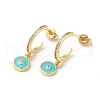 Ring & Evil Eye Real 18K Gold Plated Brass Stud Earrings EJEW-L268-037G-02-1