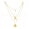 304 Stainless Steel Moon Pendant Triple Layered Necklace with Glass for Women NJEW-JN03871-2