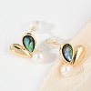 Teardrop Brass Abalone Shell Stud Earrings KK-D301-15G-4