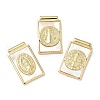 Brass Pave Natural White Shell Religion Rectangle Pendants KK-Q068-32G-1