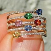 Oval Alloy Micro Pave Colorful Cubic Zirconia Finger Rings FS-WG843A4-04-1