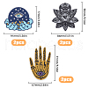 HOBBIESAY 6Pcs 3 Style Evil Eye Theme Crystal Ball/Lotus/Hamsa Hand Embroidered Polyester Clothing Patches PATC-HY0001-22-2