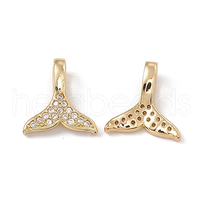 Brass Micro Pave Clear Cubic Zirconia Pendants KK-E068-VC052-1