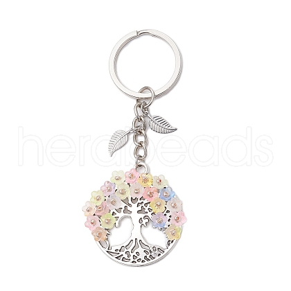 Flat Round with Tree of Life Alloy Keychains KEYC-MZ00039-02-1