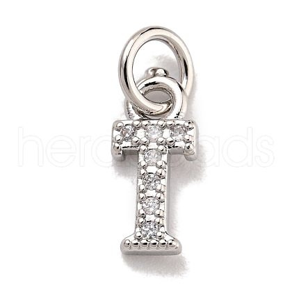 Initial Letter Brass with Cubic Zirconia Charms KK-Q814-26T-P-1