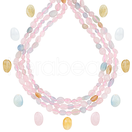 SUPERFINDINGS 3 Strands Natural Morganite Beads Strands G-FH0001-51-1