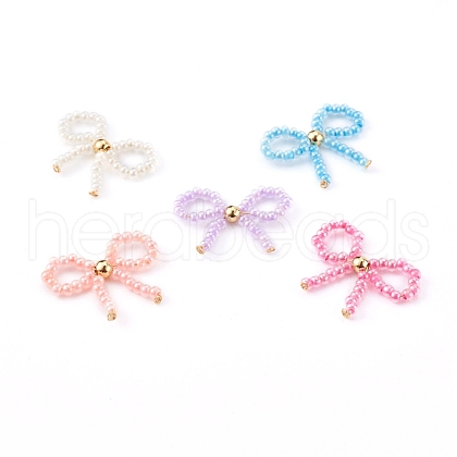 Handmade Glass Seed Beads Woven Pendants PALLOY-JF00632-1