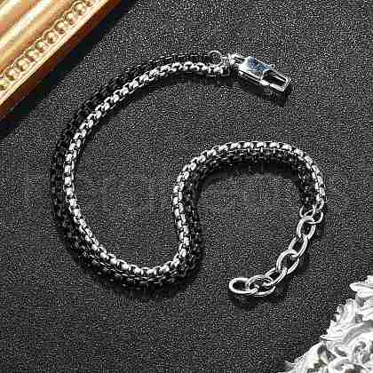 304 Stainless Steel Box Chain Multi-strand Bracelets for Men Women BJEW-Q038-03-1