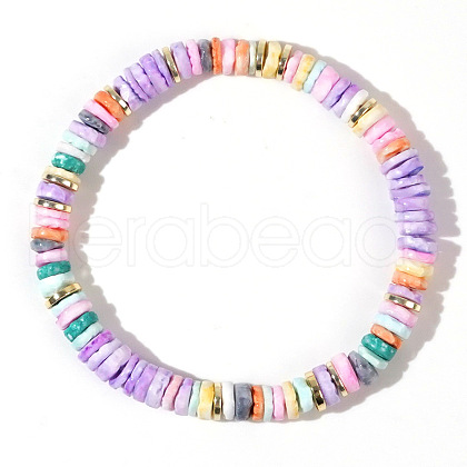 Bohemian Style Pearl Shell Heishi Beads Stretch Bracelets for Women YA0388-7-1