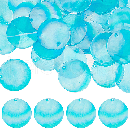 SUNNYCLUE 40Pcs AB Color Plated Capiz Shell Pendants SSHEL-SC0001-26-1
