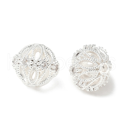 Brass Micro Pave Cubic Zirconia Beads KK-A254-19S-1