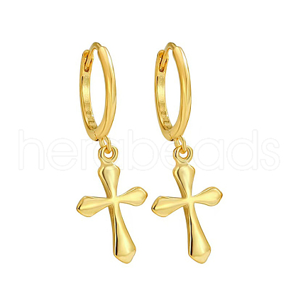 Fashionable S925 Sterling Silver Cross Hoop Earrings BO1678-1-1