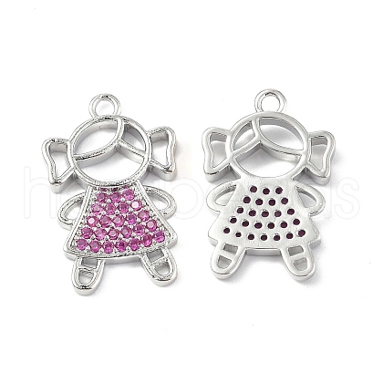 Brass Micro Pave Camellia Cubic Zirconia Pendants KK-E068-VF257-1