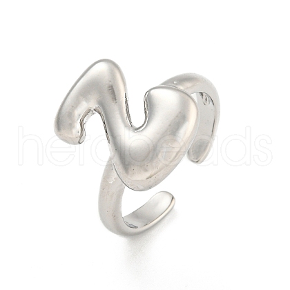 Brass Letter Open Cuff Rings for Women RJEW-G313-01Z-P-1