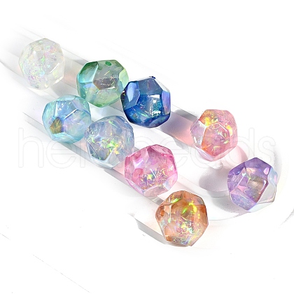 30Pcs Gradient Color & UV Plating Rainbow Iridescent Opaque Resin Beads PW-WG6C260-10-1