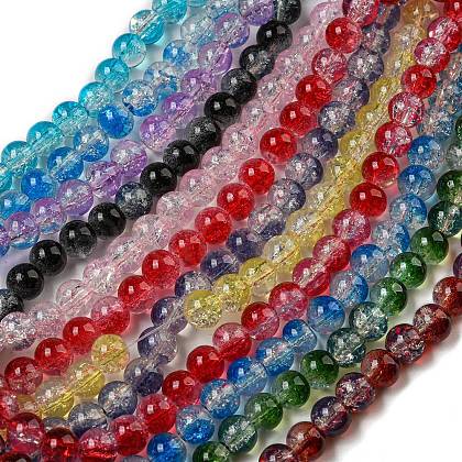 Transparent Crackle Baking Painted Glass Beads Strands DGLA-T003-01A-M-1
