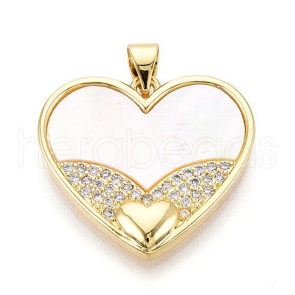 Brass Micro Pave Clear Cubic Zirconia Pendants KK-N268-34G-1
