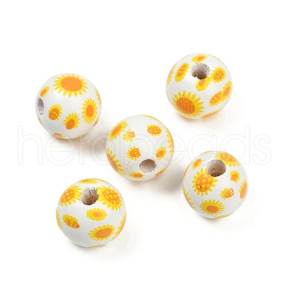 Painted Wood European Beads WOOD-F017-04B-1