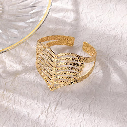 304 Stainless Steel Cuff Bangles BJEW-B135-01E-G-1