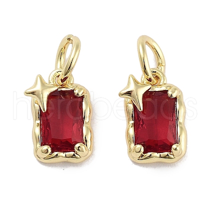 Brass Micro Pave Cubic Zirconia Charms KK-C051-10G-06-1