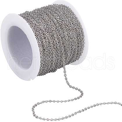SUNNYCLUE 1Roll 304 Stainless Steel Flat Cable Chains CHS-SC0001-07-1