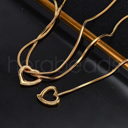304 Stainless Steel Heart Pendant Y Pendant Necklaces NJEW-U026-05G-1