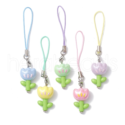 Flower Acrylic Mobile Straps HJEW-JM01883-1