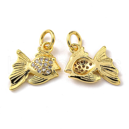 Rack Plating Brass Micro Pave Cubic Zirconia Charms KK-D036-01G-1