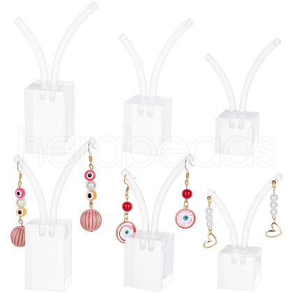 3Pcs 3 Sizes Transparent Acrylic Earring Display Stands EDIS-WH0022-08-1