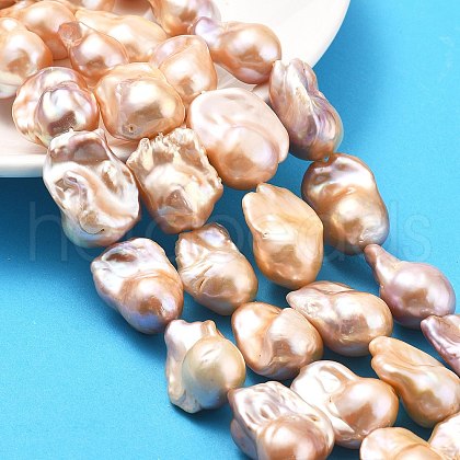 Natural Nucleated Pear Beads Strands PEAR-B004-15M-06B-1