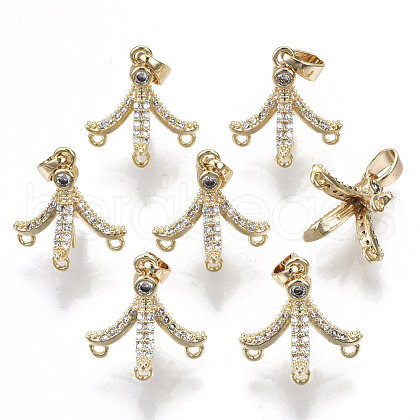 Brass Micro Pave Cubic Zirconia Peg Bails Charms KK-N233-042-NF-1
