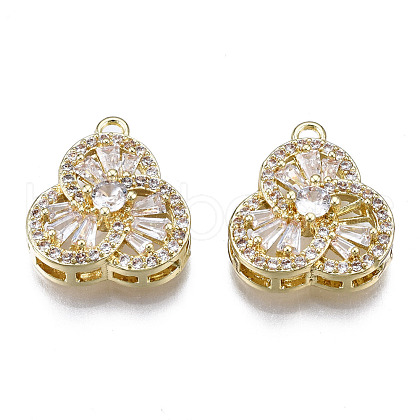 Brass Micro Pave Clear Cubic Zirconia Pendants ZIRC-S069-030G-1