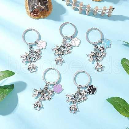 304 Stainless Steel Alloy Enamel Dog Keychains KEYC-JKC01219-1