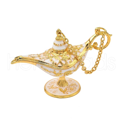 Alloy Enamel Tea Pot Home Display Decoration DJEW-Z010-01G-01-1