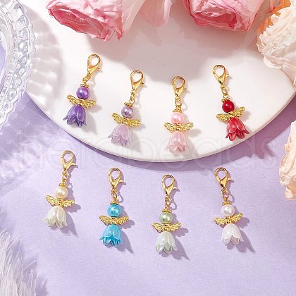 Angel ABS Plastic Imitation Pearl Pendant Decorations HJEW-JM03109-01-1