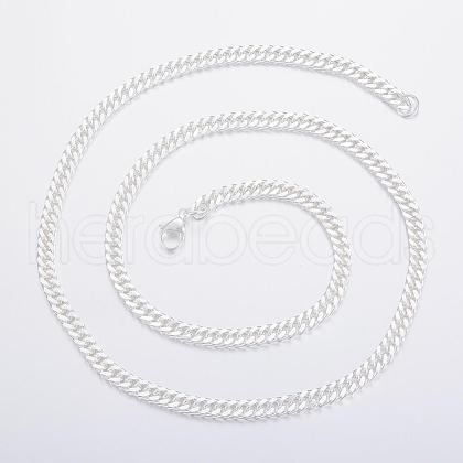 304 Stainless Steel Curb Chain Necklace NJEW-H453-05S-1