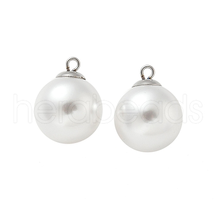 Plastic Imitation Pearl Beads Pendants STAS-Z009-02F-P-1