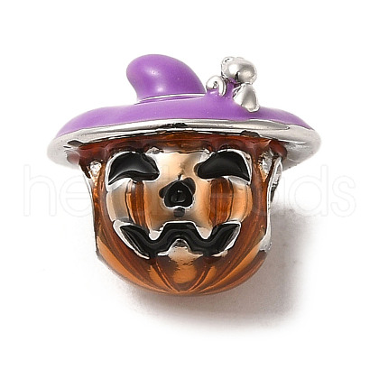 Halloween Brass Enamel European Beads KK-A203-04B-P-1