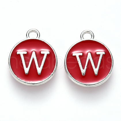 Platinum Plated Alloy Enamel Charms X-ENAM-S118-03W-P-1