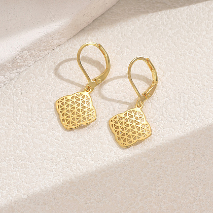 Brass Hollow Leverback Earrings VF9446-1-1