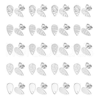 Unicraftale 40Pcs 5 Styles 304 Stainless Steel Stud Earring Findings STAS-UN0057-65-1