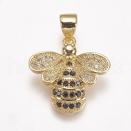 Brass Micro Pave Cubic Zirconia Pendants ZIRC-A009-13A-G01-1