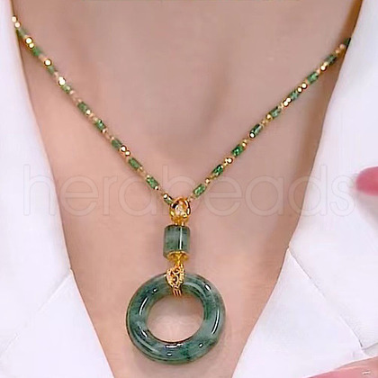 Ring Resin Imitation Jade Pendant Necklaces for Women FS-WGD4B73-02-1