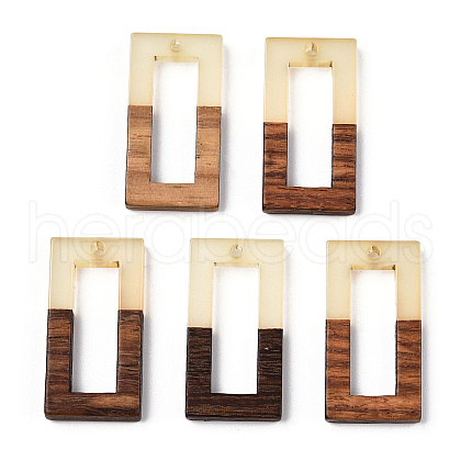 Walnut Wood & Luminous Glow in the Dark Resin Pendants RESI-N039-72-1